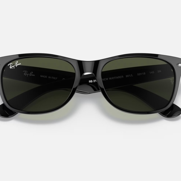Ray-Ban New Wayfarer Classic sunglasses (RB2140). Black frame/green lenses - Picture 8 of 12